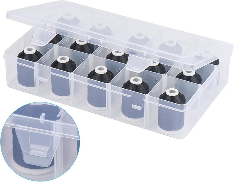 simthread [Box-Upgraded] Machine Embroidery Thread 1000M Black 900, with Storage Box Polyester 15 Spools Set for Embroidery Quilting Machine - Image 2